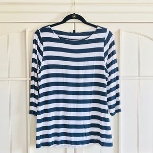 ✨PREMISE  Navy & White 3/4 Sleeve Shirt